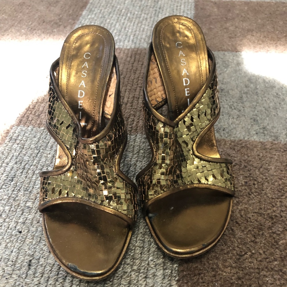 Casadei sandals , size 7, metallic , gently worn!
